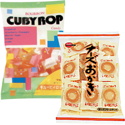 Enters candy market. Commences sales of Cheese Okaki crackers. Annual sales: 77.5 billion yen.