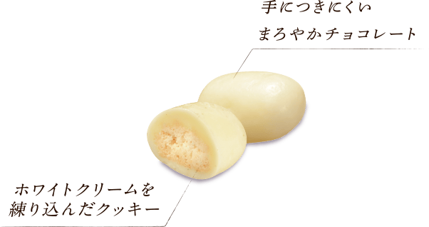手につきにくいまろやかチョコレート／ホワイトクリームを練り込んだクッキー