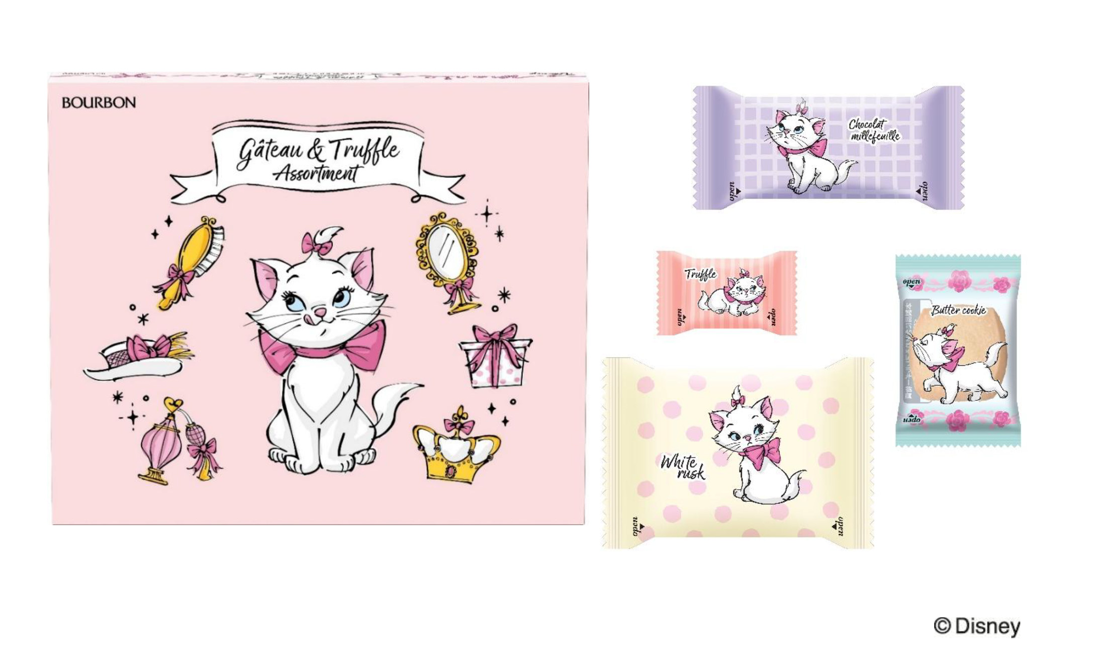 おしゃれキャット”のマリーがかわいい4種の洋菓子アソート「ディズニー